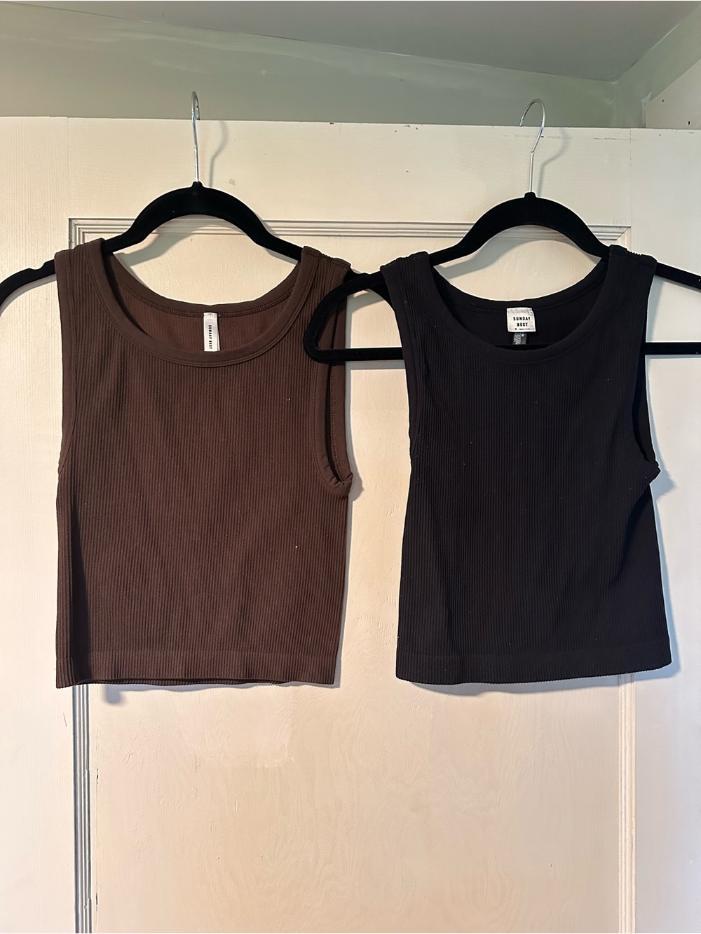 Sunday Best Aritzia Ribbed Tank Duo in Brown and Black